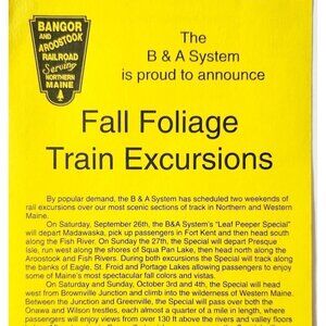 1980s Bangor Aroostook Railroad Fall Foliage Program Schedule Leaf Peeper F13D